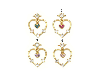 Colorful CZ Heart Pendant, Sku#LD203