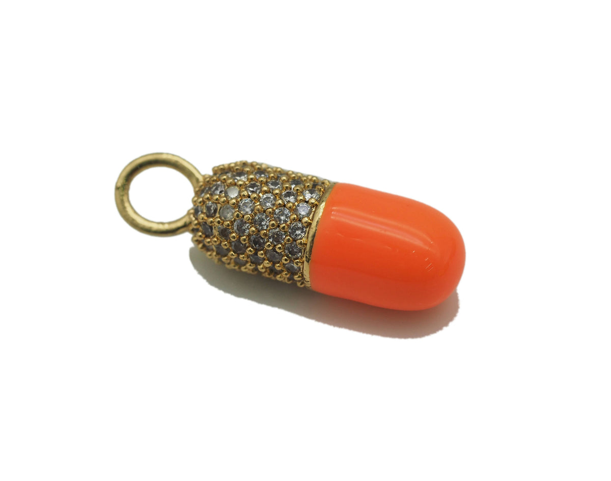 CZ Enamel Pill/ Capsule Pendant,F1453
