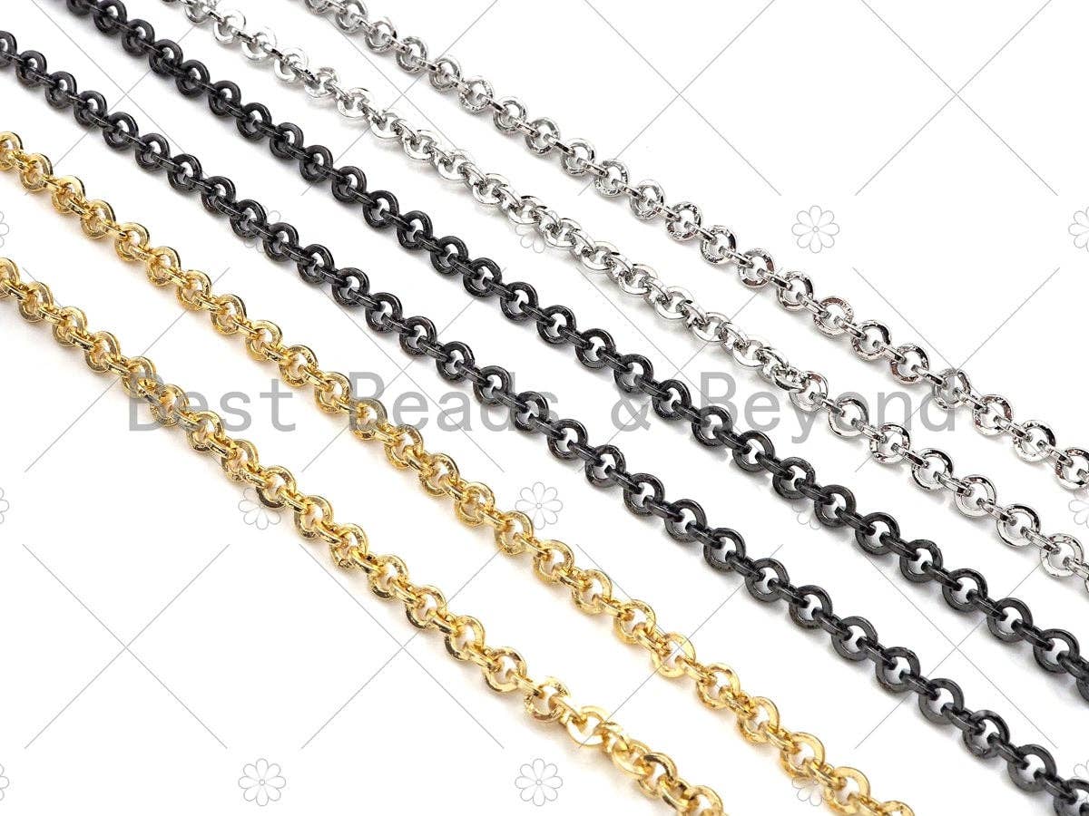 5mm Rolo Chain by Yard,18K Gold Plated/Gunmetal / Sil M361