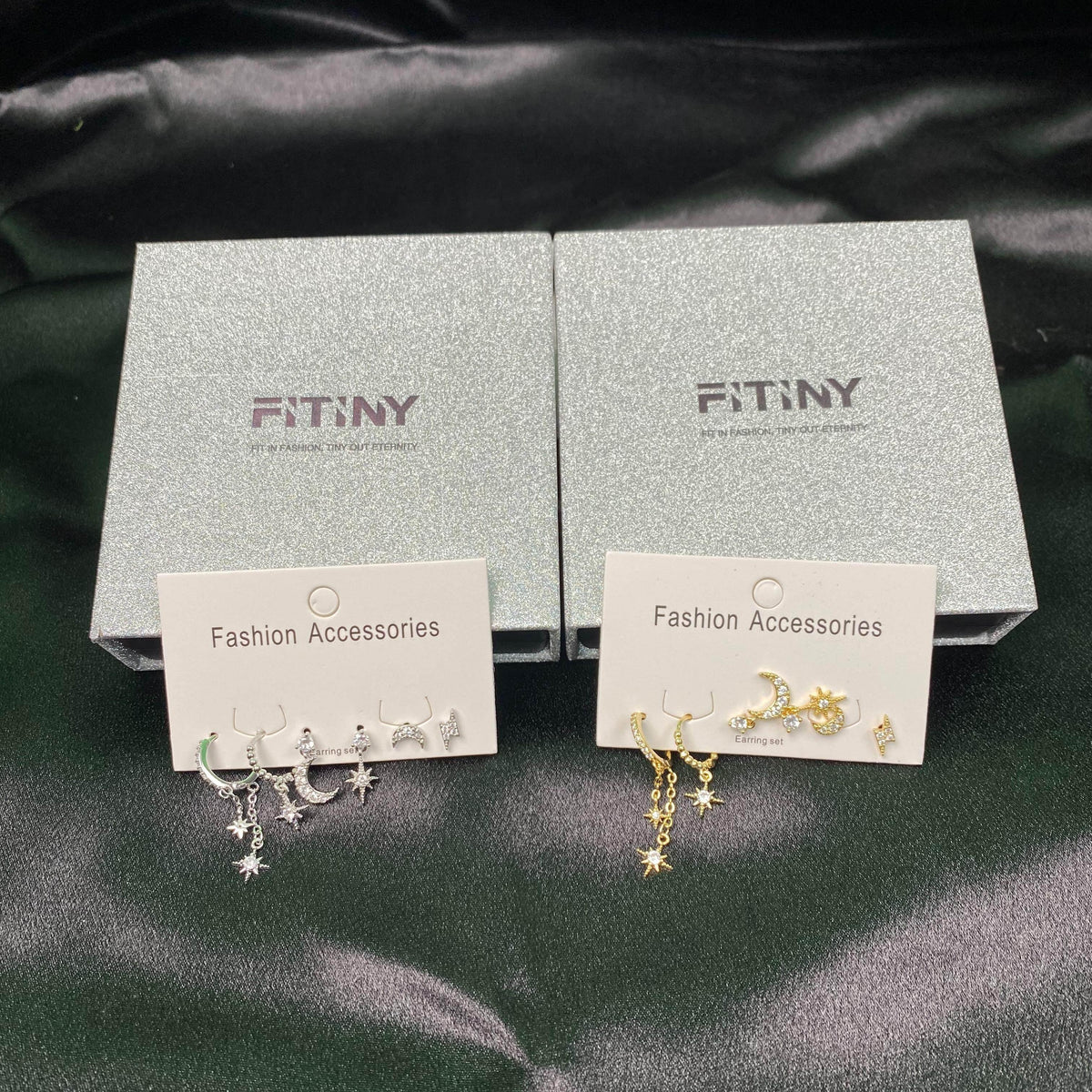 Multi Sets of Chic Star&Moon Earrings, 3-6pcs, 18k Gold Plated Stud Drop Hoop Huggie Cuff Chain, S925 Needle