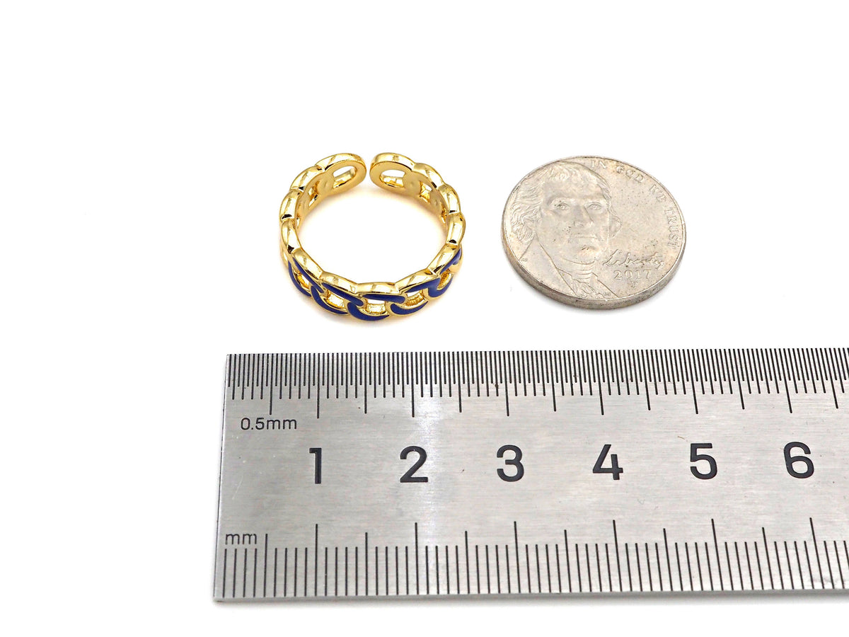 Colorful Enamel Cuban Link Chain Ring, sku#X189