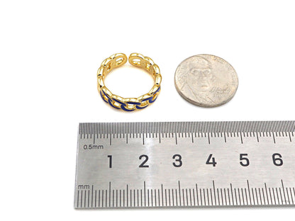 Colorful Enamel Cuban Link Chain Ring, sku#X189
