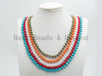 60 Extra Long Hand Knotted Crystal Necklace,Double Wrap Necklace, 5x8mm Rondelle Crystal Beads, SKU#D35