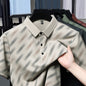 Mens Mid-age Lapel Short-sleeve T-shirt Top