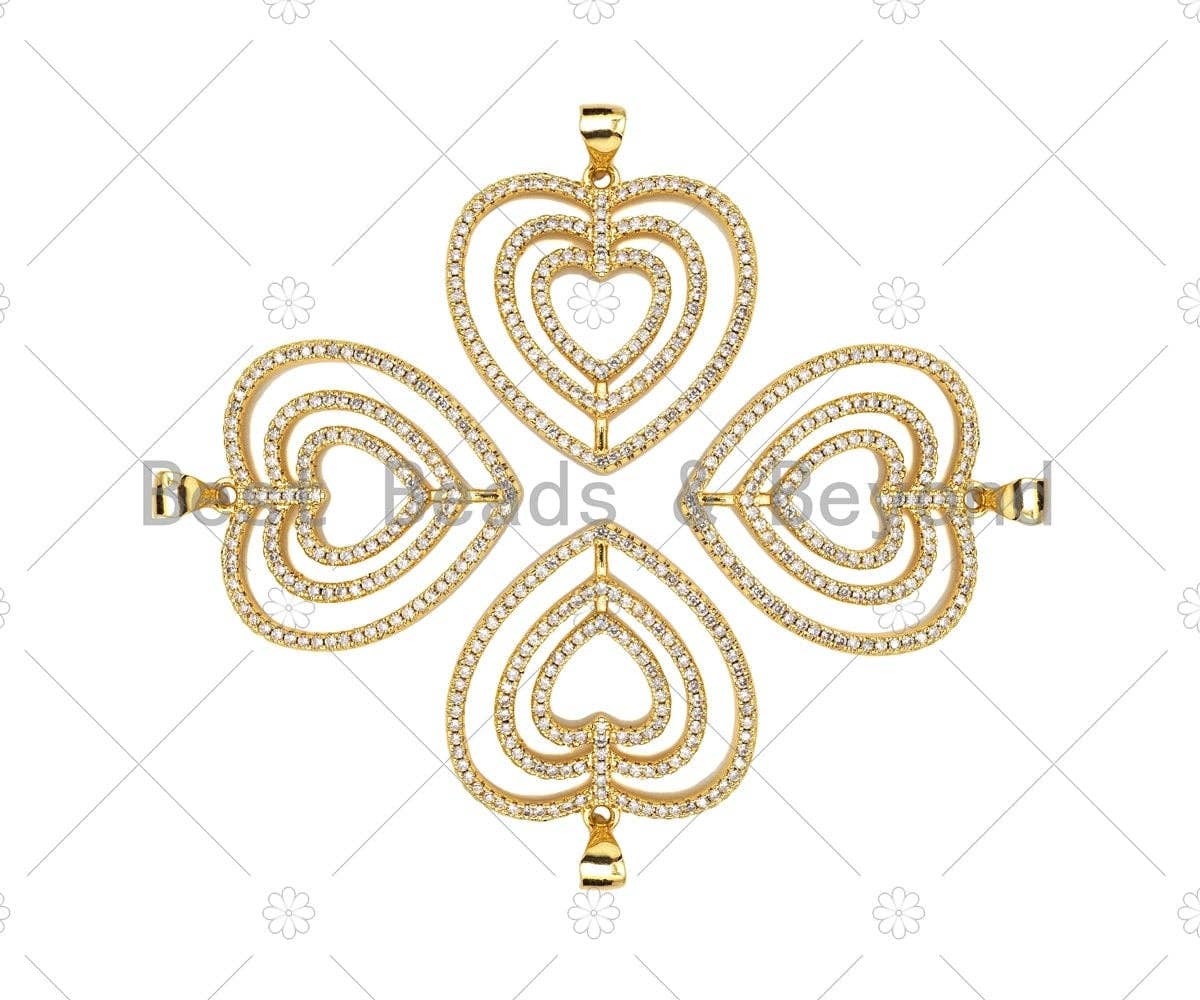 CZ Micro Pave Circled Heart Shape Pendant/Charm,CZ Dainty Gold Charm, 25x26mm,Sku#LD77