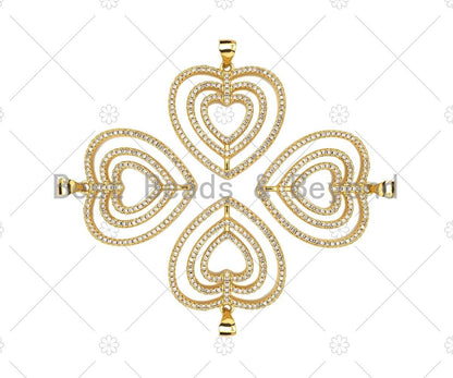 CZ Micro Pave Circled Heart Shape Pendant/Charm,CZ Dainty Gold Charm, 25x26mm,Sku#LD77