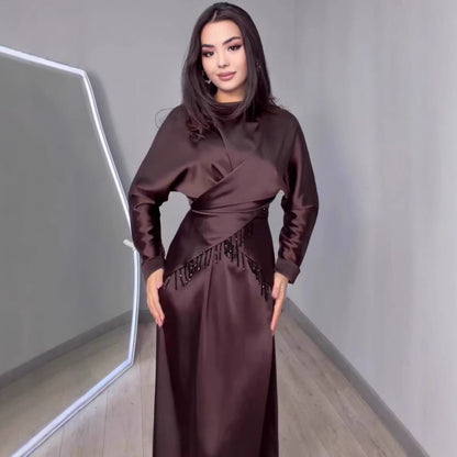 Silky Long-sleeved Elegant And Sophisticated Dress
