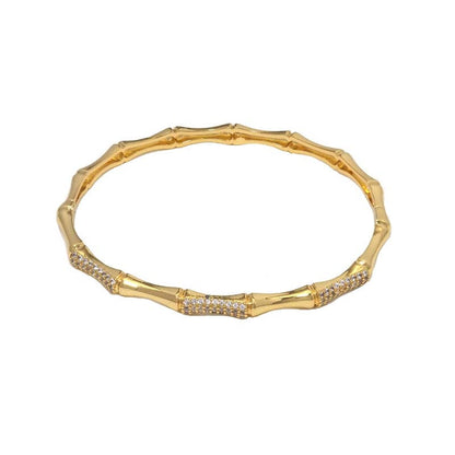 CZ Gold Bamboo Joint Adjustable Bracelet, Sku#LD400