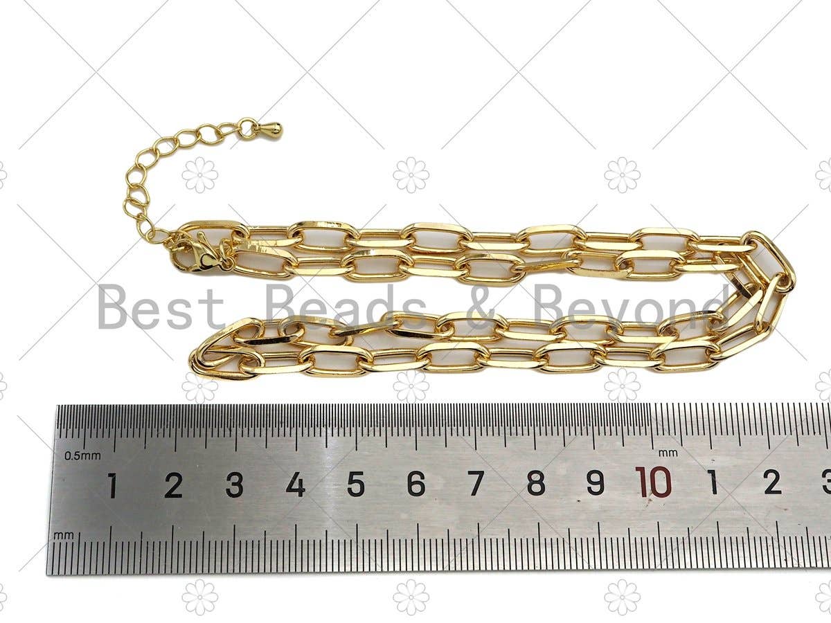 18" Gold Finish Paperclip Chain Necklace, Sku#LD16