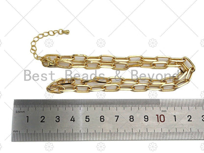 18" Gold Finish Paperclip Chain Necklace, Sku#LD16