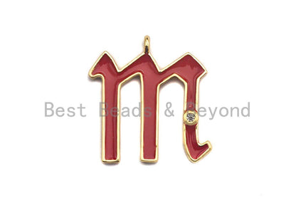 Enamel pave alphabet letter, Alphabet Charms, Initial Alphabet Letters, Custom Naming Pendants, Initial Letter m Pendant, 21x23mm,sku#B122