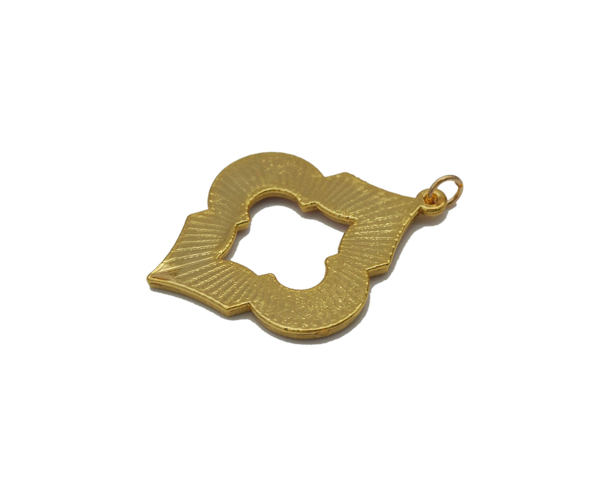 Gold Hot Pink Enamel Hollow Out Flower Charm, Sku#B181