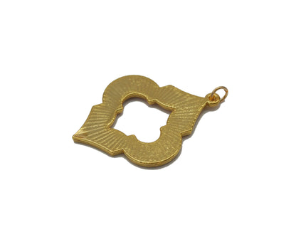 Gold Hot Pink Enamel Hollow Out Flower Charm, Sku#B181