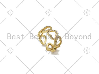 CZ Micro Pave String Heart ring, Sku#X220