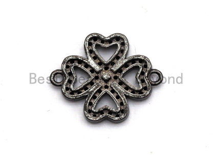Black CZ Clover Connector charm, sku#A93
