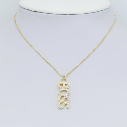 Gold Silver CZ Boss Word Charm Pendant, Sku#A359