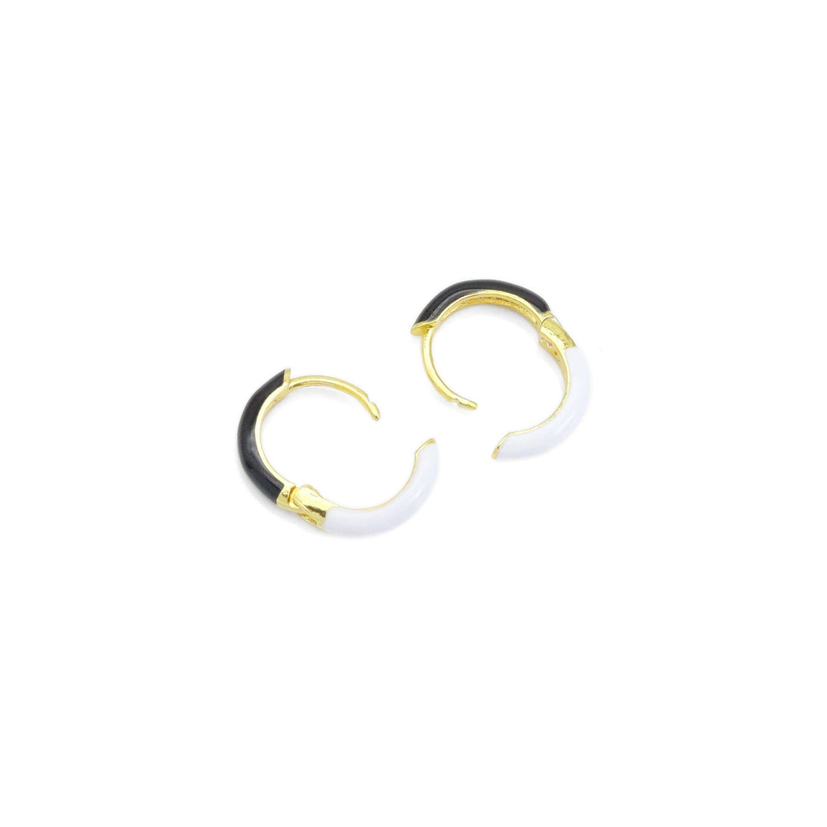 Black White Dual color Everyday Hoop Earrings, Sku#A164