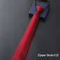 Mens Business Formal Zipper Tie With Blue Stripes