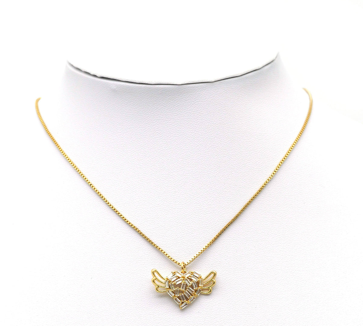 Baguette CZ Heart With Wings Charm, Sku#LK605