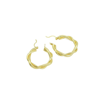 Gold Twisted Hoop Earrings, Sku#JL194