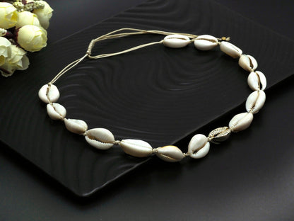 Cowrie Shell Necklace, Pull Tie Style Shell Necklace, V42C