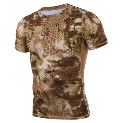Slim-fit Casual Crew-neck Python-pattern T-shirt For Men