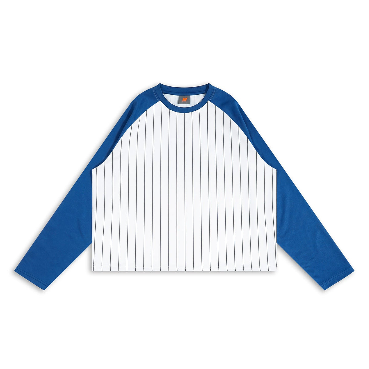 Mens Short Raglan-Style Baseball Long-Sleeve Striped Casual T-Shirt
