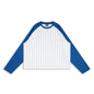 Mens Short Raglan-Style Baseball Long-Sleeve Striped Casual T-Shirt