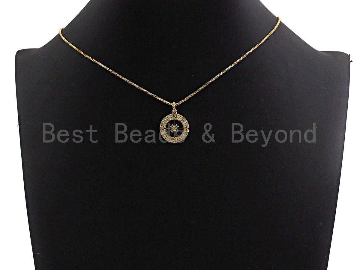 Clear CZ Micro Pave Hollow out Compass Pendant/Charm,Z458