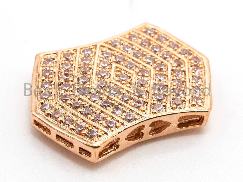 CZ Micro Pave Polygon Bar Spacer Connector Beads, sku#C54