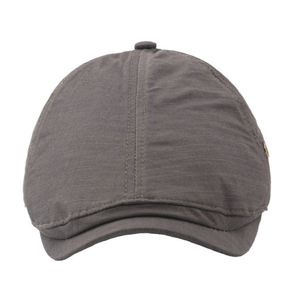 Plaid Men's Flat Cap Retro W Copper Button Beret