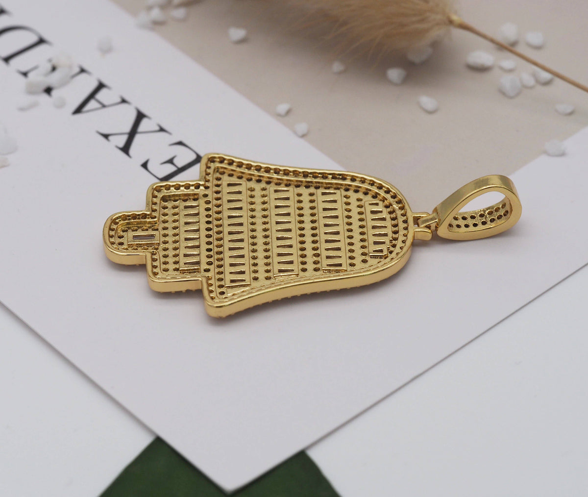 CZ Large Hamsa Hand Charm, Sku#LK621