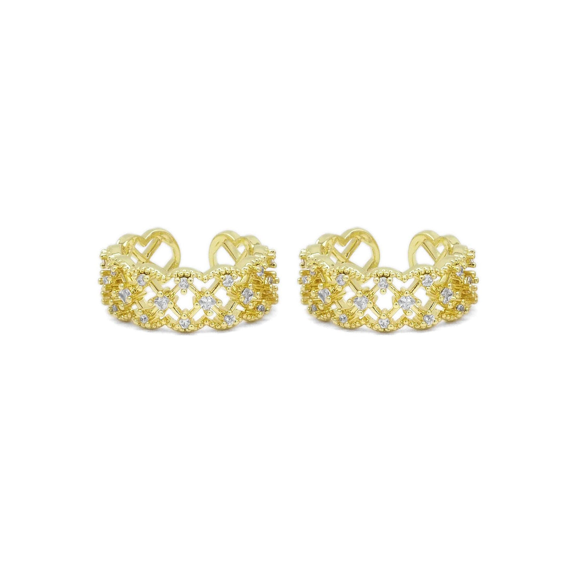 Gold CLear CZ Filligree Adjustable Ring, Sku#LD444
