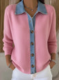 Womens Loose-fit Long-sleeve Printed Blouse