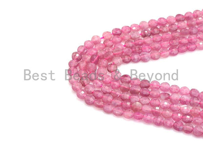 High Quality Natural Pink Tourmaline Checkerboard Cut Beads, 4mm Turtle Shell cut Tiny Tourmaline Beads, 16 Full strand, sku# U793