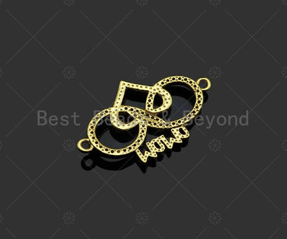 Gold Filled CZ Micro Pave Mom On Infinity Heart Shape Pendant,18K Gold Filled Mom Charm, Mother's Day Gift,17x29mm,Sku#LD110