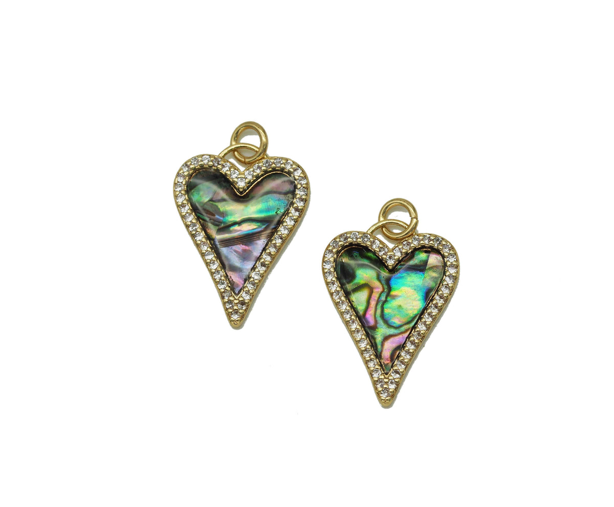 Gold Abalone heart Charm, Sku#L664
