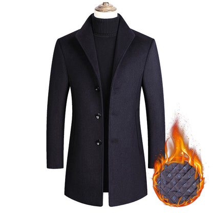 Middle-aged Men's Coat Stand-up Collar Woolen Coat