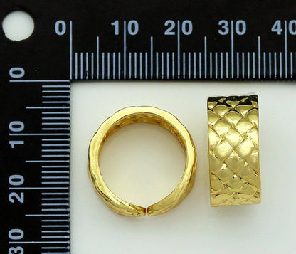 Gold Argyle Band Adjustable Ring, Sku#LD268