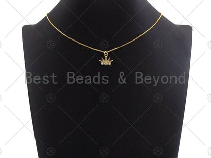 18K Gold Micro CZ Pave Crown Pendant, Gold Crown Charm,  Crown Beads, Jewelry Findings, 16x13mm,sku#LK38