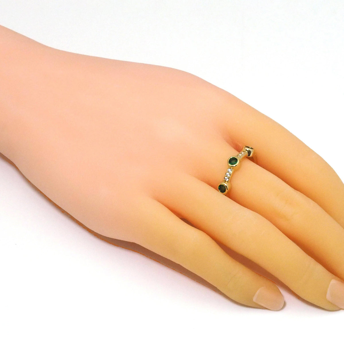 Gold Colorful CZ Stud Adjustable Ring, Sku#JL175c
