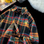 New Japanese-style Retro Color-block Design Loose-fit Shirt