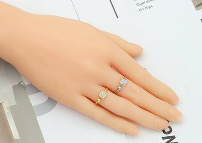 CZ Square and Ball Adjustable Ring, Sku#B186