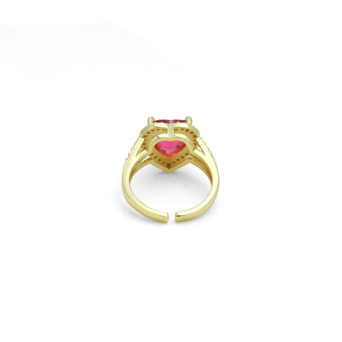 Big Fuchsia Pink Heart CZ Statement Adjustable Ring, Sku#A317