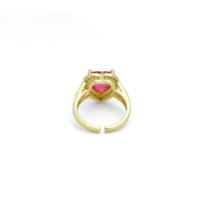 Big Fuchsia Pink Heart CZ Statement Adjustable Ring, Sku#A317