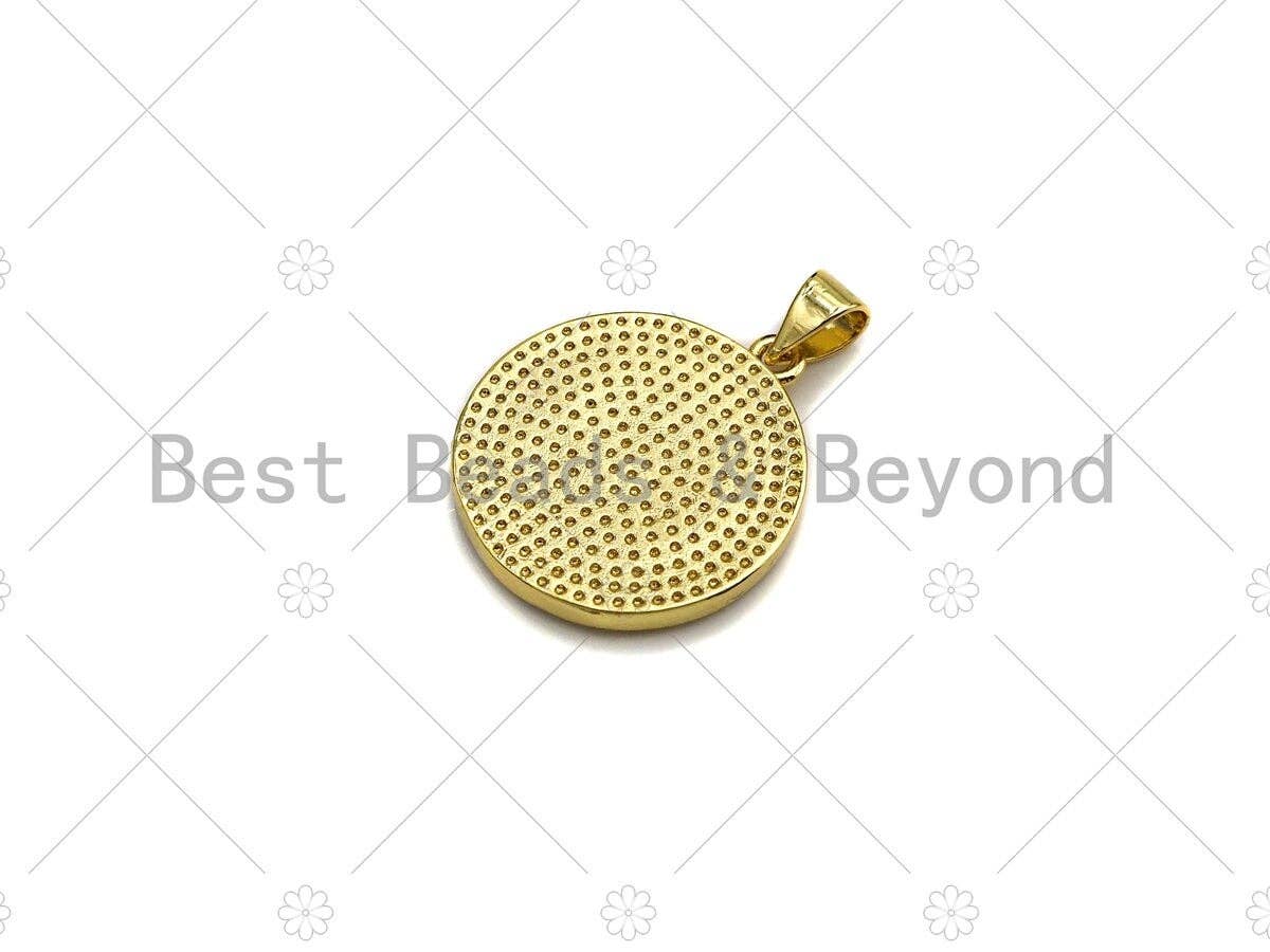CZ Micro Pave Enamel Prayer Hand Pendant, 3D Embossment Hands Charm, Coin Jewelry, 19mm,sku#LK03