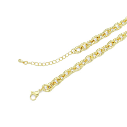 Gold Linked Ball Chain Necklace, Sku#LD560