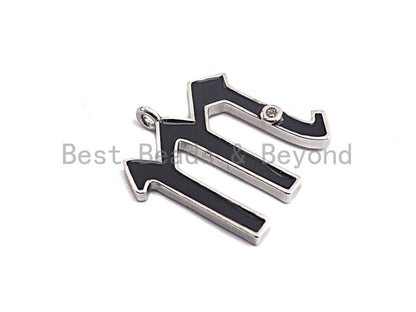 Enamel pave alphabet letter, Alphabet Charms, Initial Alphabet Letters, Custom Naming Pendants, Initial Letter m Pendant, 21x23mm,sku#B122