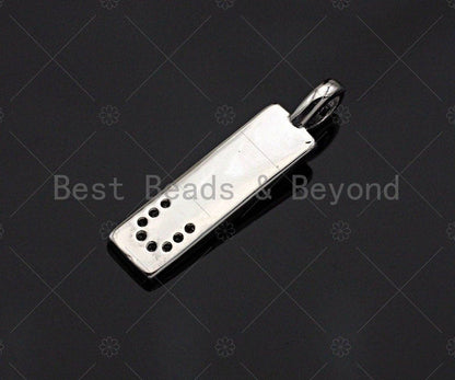 CZ Micro Pave Screw you Rectangle Pendant/Charm, Rectangle  Cubic Zirconia Pendant, Silver/Gold Tone,6x24mm,Sku#L319