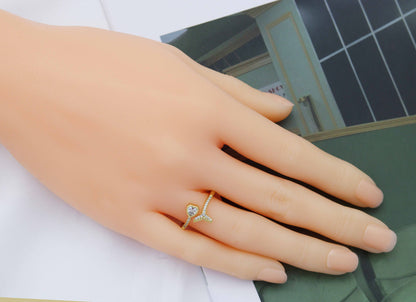 CZ  Whale Tail Heart Ring, Sku#LD300